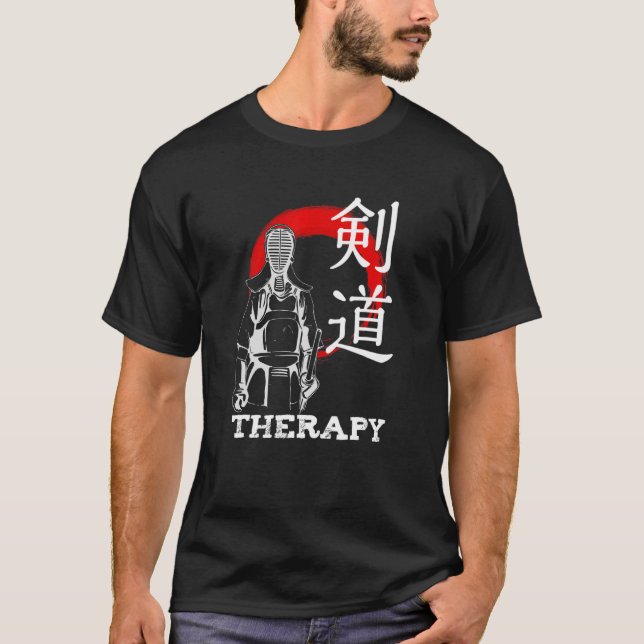 Kendo Therapy Kanji Japanese Martial Arts Dojo T-Shirt (Front)