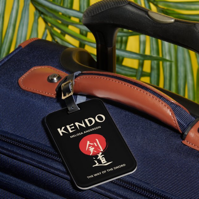 Kendo Vintage Red Black Luggage Tag (Front Insitu 1)