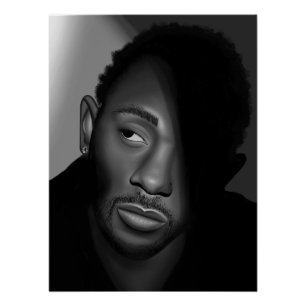 Kendrick Lamar   Black and White Portrait Painting Poster
