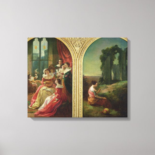 Kenilworth Castle - Past and Present, 1854 Canvas Print (Front)