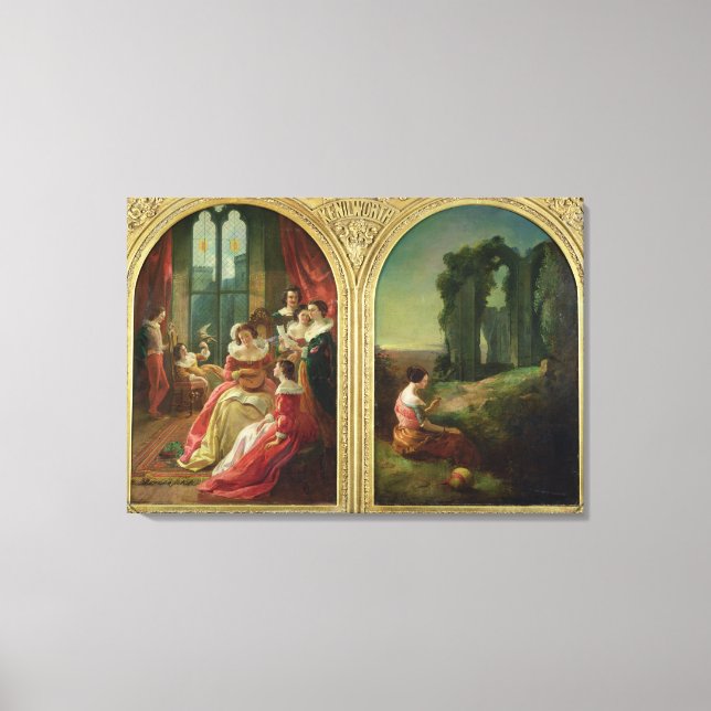 Kenilworth Castle - Past and Present, 1854 Canvas Print (Front)