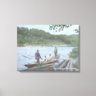 Kennebec River Drivers in a Bateau - Canvas Print