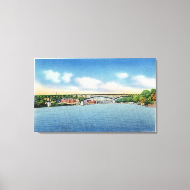 Kennebec River View of the Augusta Toll Bridge Canvas Print (Front)