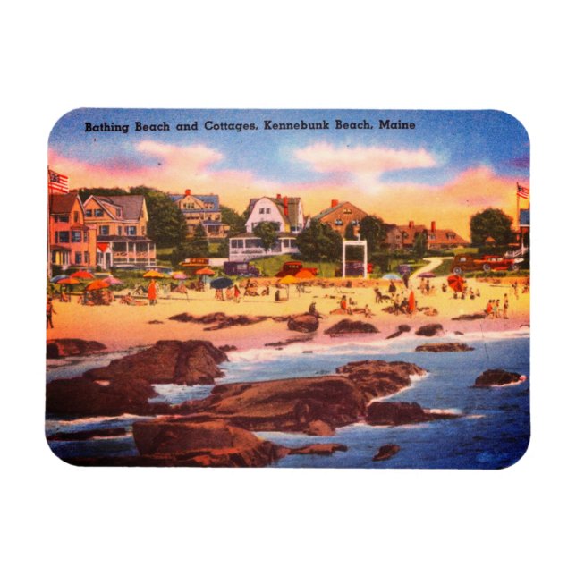Kennebunk Beach, Maine Vintage Cottages Photo Magnet (Horizontal)