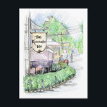 Kennebunkport Inn Maine Hotel Souvenir Postcard<br><div class="desc">A postcard featuring a sketch of the Kennebunkport Inn with people milling about on a fine summer day hand sketched with various pencils. I enjoy making sketches of different places I've visited and really enjoyed.</div>