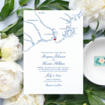 Kennebunkport Maine Elegant Navy Map Wedding