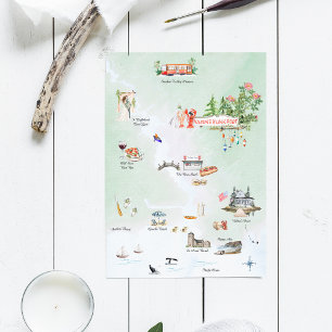 Kennebunkport Maine   Illustrated Wedding Map Invitation