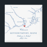 Kennebunkport Maine Map Wedding Favour Magnet<br><div class="desc">Quick and easy ordering! These Kennebunkport, Maine map magnets are perfect way to say "Welcome to Maine!" to out of town guests with welcome bag goodies, or customise them for your wedding party. Move the heart by clicking "Edit Using design tool" under "Personalise". Whether you're tying the knot at Nonantum...</div>