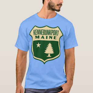 Kennebunkport Maine Retro Pine Tree Shield Tan T-Shirt