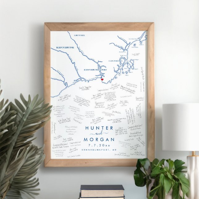 Kennebunkport Wedding Modern Guest Book Poster (This Kennebunkport guest book poster is perfect for your coastal Maine destination wedding)