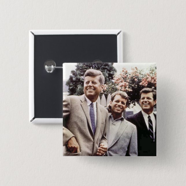 Kennedy Brothers, President John, Robert & Ted 15 Cm Square Badge (Front & Back)