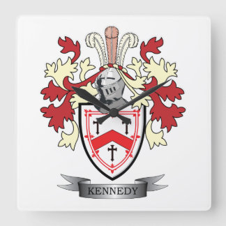 Kennedy Family Crest Coat of Arms Square Wall Clock