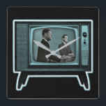 Kennedy Nixon 1960 TV Debate Square Wall Clock<br><div class="desc">The 1960 presidential debate between US Senator John F. Kennedy and Vice-President Richard Nixon was the first time a presidential debate had been televised in the United States. The debate is transformed into a retro pop art graphic in the Kennedy Nixon Debate 1960 design. A retro television set is tuned...</div>