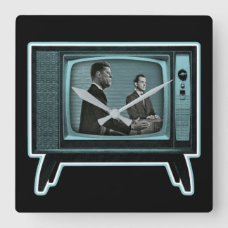 Kennedy Nixon 1960 TV Debate Square Wall Clock