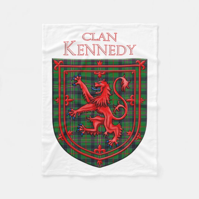 Kennedy Tartan Scottish Plaid Lion Rampant Fleece Blanket (Front)