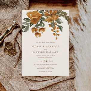 KENNEDY Watercolor Floral Fall Wedding  Invitation