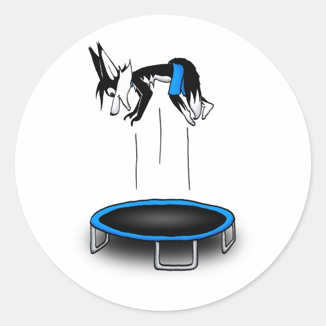 Kenny on trampoline classic round sticker (Front)