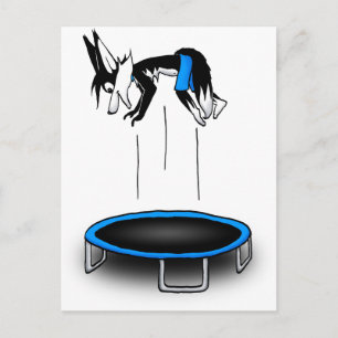 Kenny on trampoline postcard