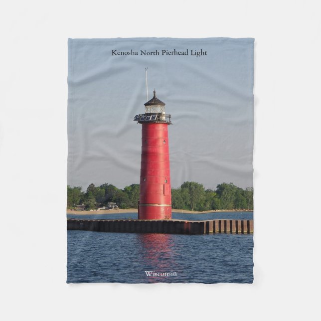 Kenosha North Pierhead Light fleece blanket (Front)