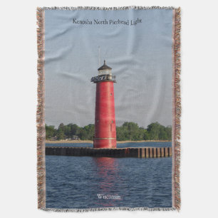 Kenosha North Pierhead Light throw blanket