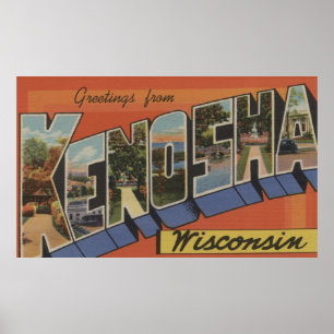Kenosha, Wisconsin - Large Letter Scenes Poster