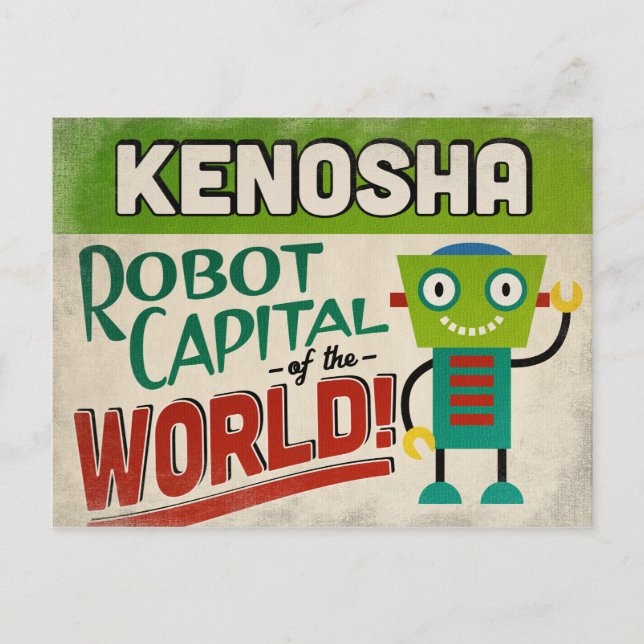 Kenosha Wisconsin Robot - Funny Vintage Postcard (Front)