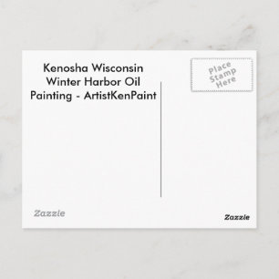 Kenosha Wisconsin Winter Harbour Oil Painting Postcard