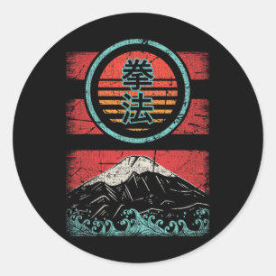 Kenpo Karate Kanji Retro 80s Style  Classic Round Sticker