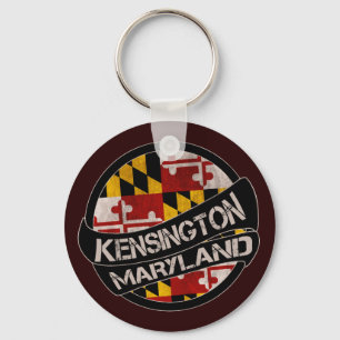 Kensington Maryland flag grunge keychain