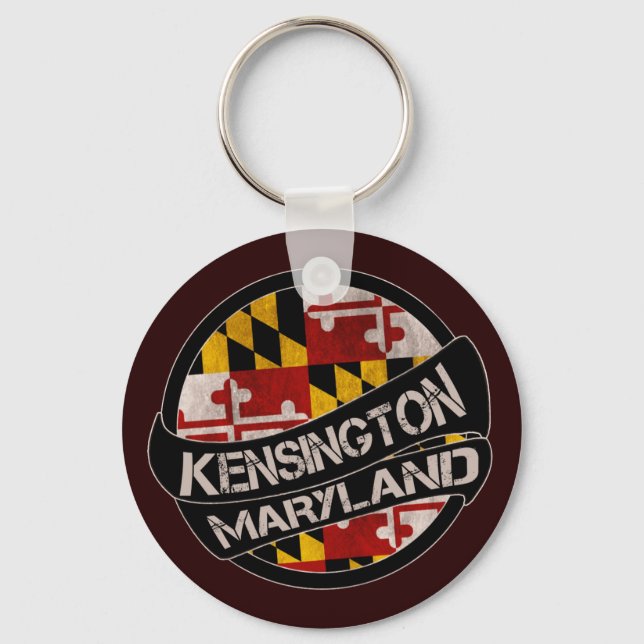 Kensington Maryland flag grunge keychain (Front)