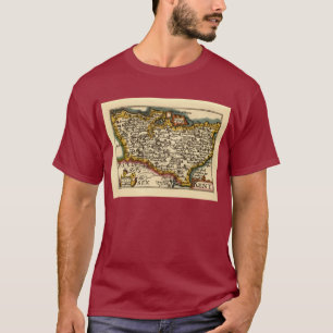 Kent County England Old Antiquarian John Speed Map T-Shirt