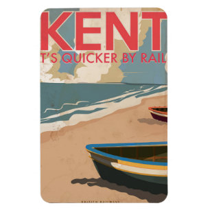 Kent, England Vintage locomotive Travel Poster Magnet