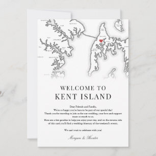 Kent Island Black White Wedding Welcome Itinerary Thank You Card