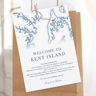 Kent Island MD Navy Blue Wedding Welcome Itinerary Thank You Card