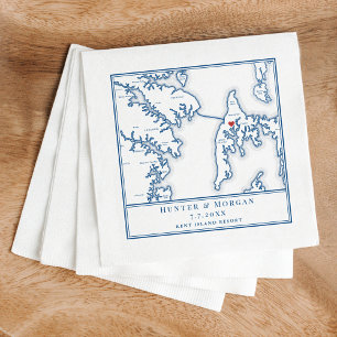 Kent Island Stevensville Maryland Map Wedding Napkin