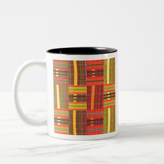 kente african print Two-Tone coffee mug (Left)
