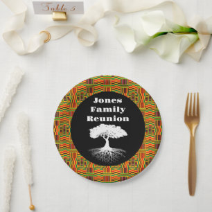 Kente Black Family Reunion Paper Plate