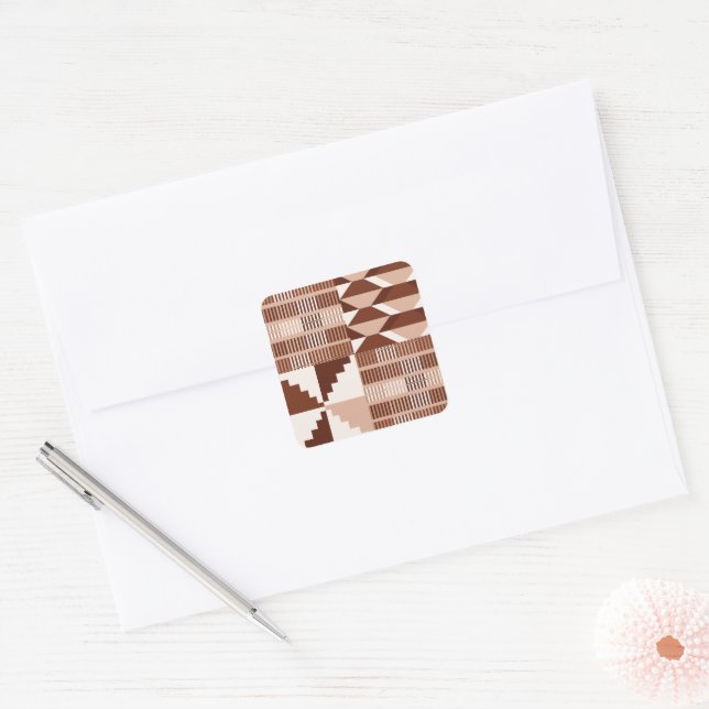 Kente Block - Clay Terracotta Square Sticker (Envelope)
