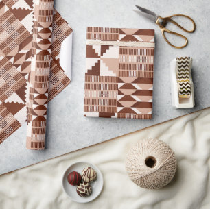 Kente Block - Clay Terracotta Wrapping Paper