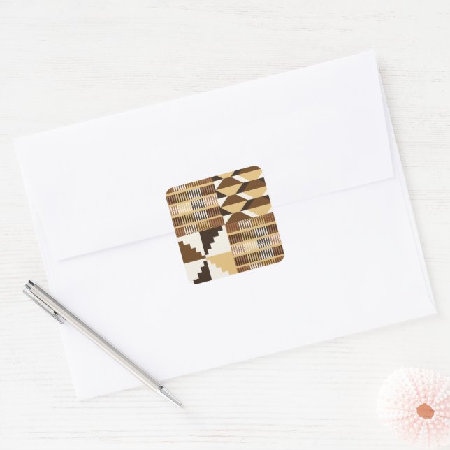 Kente Block - Muted Ochre Square Sticker (Envelope)