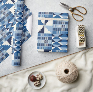 Kente Block - Soft Indigo Wrapping Paper