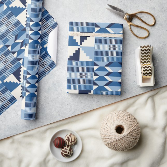 Kente Block - Soft Indigo Wrapping Paper (Crafts)