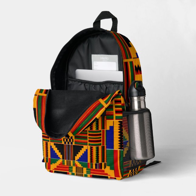 Kente Cloth Backpack (Back Corner Right (Open))