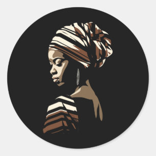 Kente Cloth Head Wrap Ethnic Beautiful African Afr Classic Round Sticker