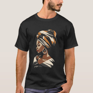 Kente Cloth Head Wrap Ethnic Beautiful African Bla T-Shirt