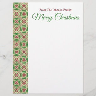 Kente Cloth Kaleidoscope Maroon Red Green Holiday Custom Letterhead