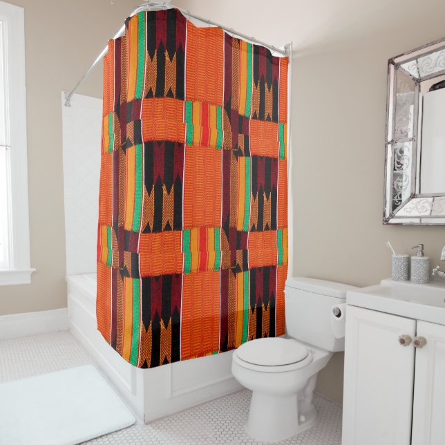 Kente Cloth Pattern Shower Curtain (In Situ)
