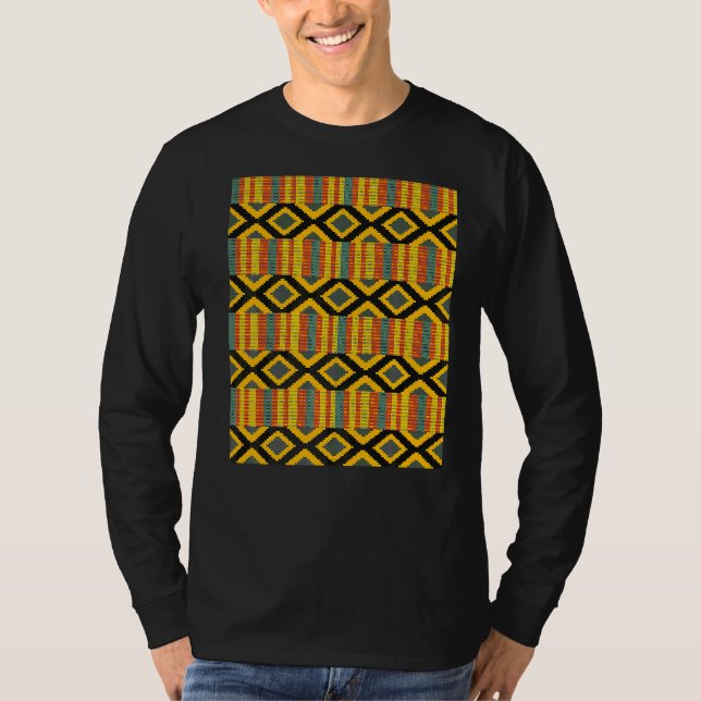 Kente Cloth Print African Tribal Ethnic Kente Artw T-Shirt (Front)