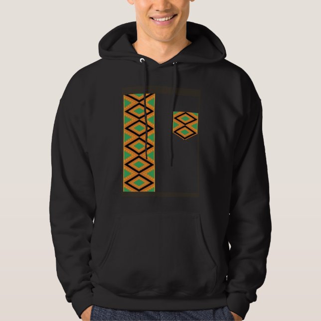 Kente Cloth Sash And Pocket Ethnic Pride Kente Afr Hoodie (Front)