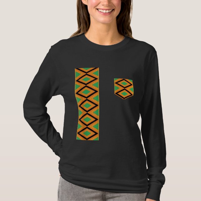 Kente Cloth Sash And Pocket Ethnic Pride Kente Afr T-Shirt (Front)